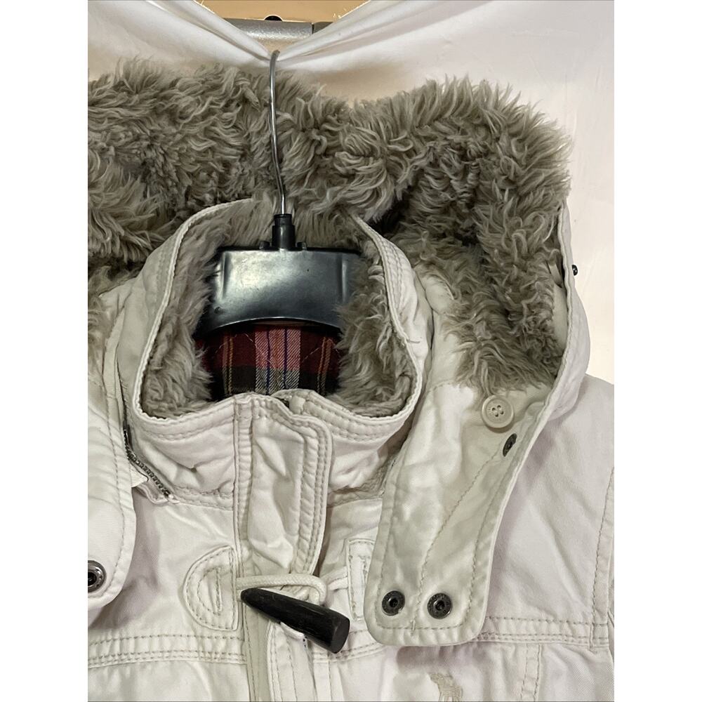 Abercrombie & Fitch Parka Jacket Coat Women’s Medium Lined Faux Fur Trim Hooded - Picture 8 of 16